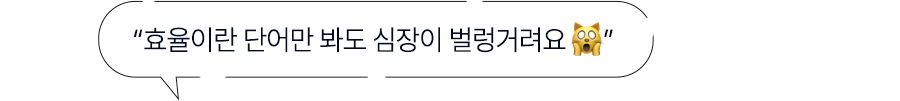 효율이란 단어만 봐도 심장이 벌렁거려요